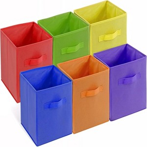 4E's Novelty 6 Packs 11 Inch Rainbow Color Storage Foldable Cube Bins, Colorful Storage Baskets - 1 of 4