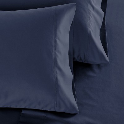 Navy Organic Cotton Hypoallergenic Standard Pillowcase Set