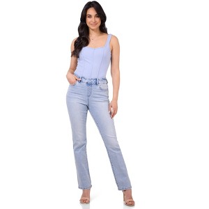 Rekucci Women's Secret Figure Pull-On Straight Leg Jeans – Mid-Rise, Stretch Denim, Slimming Fit, Sculpting & Comfortable Everyday Style - 1 of 4