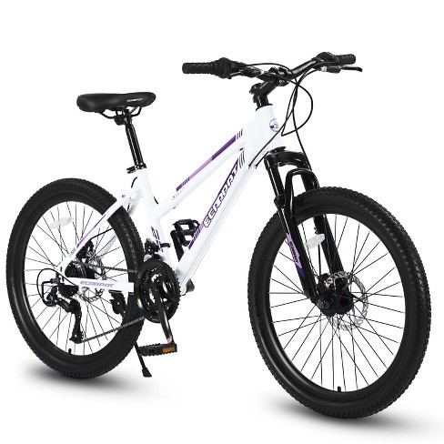 VisioGear 26 inch Mountain Bike for Teenagers Girls Women, 21 Speeds with Dual Disc Brakes and 100mm Front Suspension, White, 65*24.8*37.4 - image 1 of 4