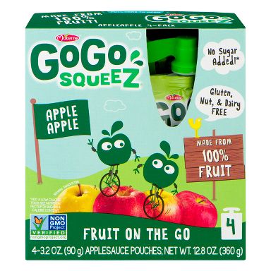 GoGo SqueeZ Applesauce and Fruit Puree Apple Apple Pouches - 12.8oz/4ct