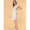 Allegra K Women's Boho Flutter Sleeve V Neck Belted A-Line Wrap Midi Floral Dress - 3 of 4