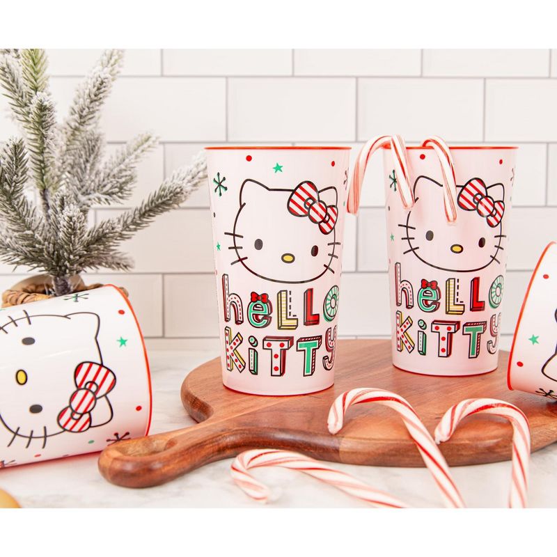 Silver Buffalo Sanrio Hello Kitty Holiday 4-Piece Plastic Cup Set | Each Holds 22 Ounces, 2 of 9