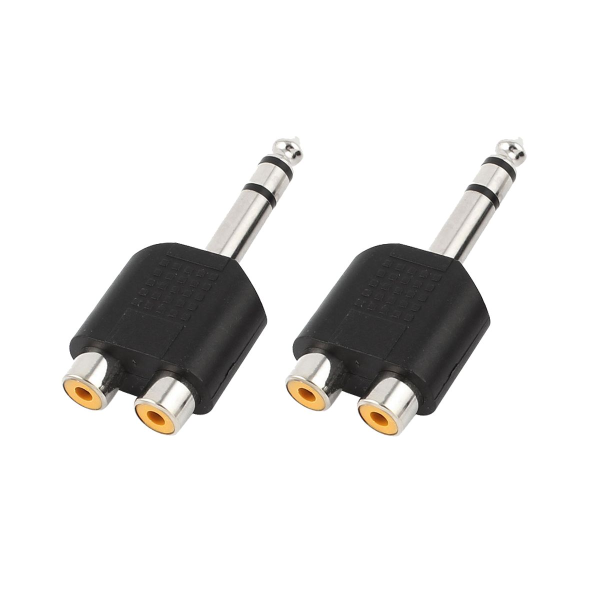 Unique Bargains Plastic Metal Double Track Black Audio Adapter 6.2 x 2.5 x 1.2cm 2 Pcs - thumbnail 4