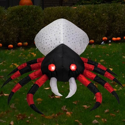 50-Inch White and Black Pre-lit Inflatable Halloween Spider