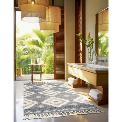 Handmade Mesa Geometric Dark Blue Wool Area Rug