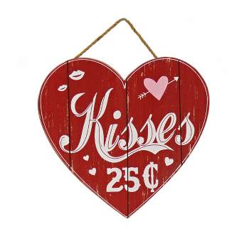 National Tree Company 11" Wall Sign “Kisses 25¢" Decoration, Valentine's Day Collection