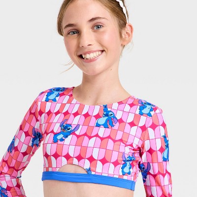 Disney Girls' Stitch Long Sleeve Bikini Set - Pink M — фото 3