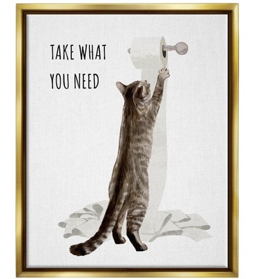 Stupell Industries Take What You Need Toilet Paper CatFloater Canvas Wall Art