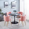 Vynxaria Modern pink dining chair(set of 2 ) with iron tube wood color legs, shorthair cushions and comfortable backrest - 2 of 4