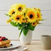 Juvale 2 Bunches Artificial Sunflowers for Decoration, Centerpieces, Wedding Decor, Floral Arrangements, Yellow, 13.5 in - 4 of 4