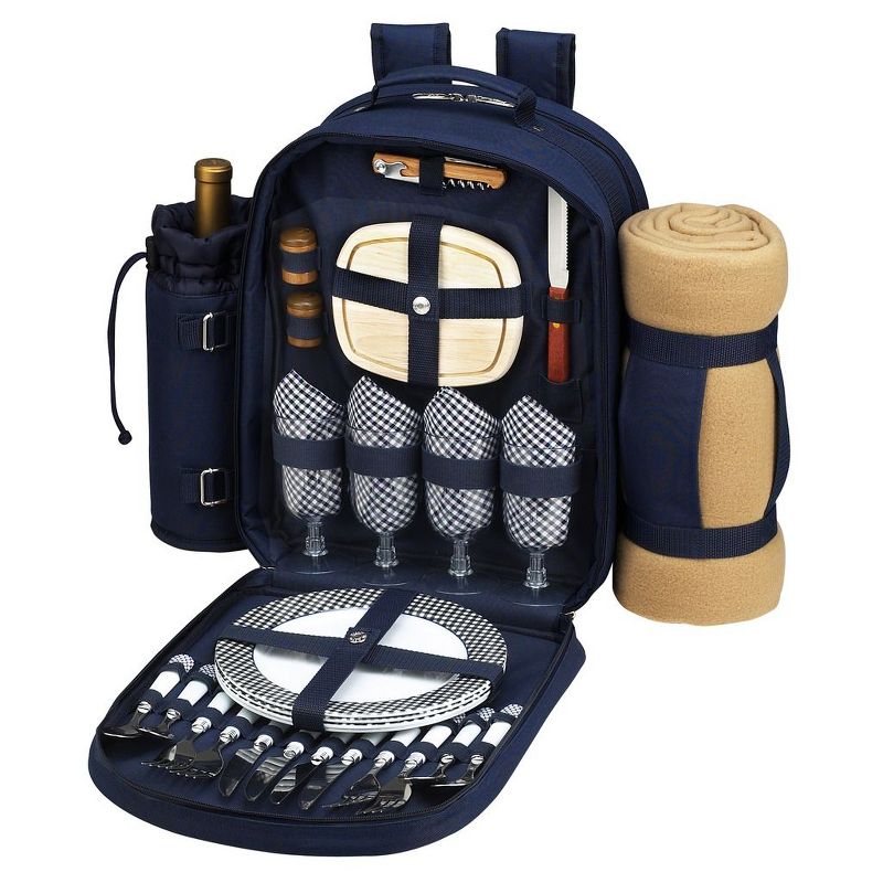Picnic at Ascot - Deluxe Equipped 4 Person Picnic Backpack with Cooler, Insulated Beverage Holder & Blanket, 1 of 7