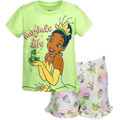 Disney Princess Princess Tiana Girls T-Shirt and French Terry Shorts Outfit Set Toddler
