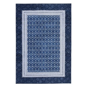 Washable Modern Bordered Rug Non Slip Low Pile Rug Soft Throw Floor Cover Geometric Foldable Indoor Carpet for Living Room Bedroom Playroom Nursery - 1 of 4