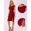 Allegra K Women's Short Sleeve Cowl Neck Ruched Office Pencil Dress - 2 of 4