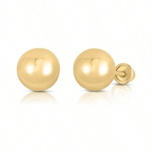 Yellow Gold Ball Stud Earrings with Secure Screw - Backs - 1 of 4