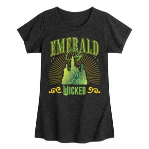 Girls' - Wicked - Emerald City Fitted Short Sleeve Graphic T-Shirt - 1 of 4