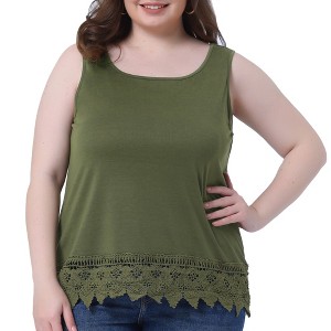 Agnes Orinda Women's Plus Size Swing Lace Flowy Sleeveless Casual Tank Tops - 1 of 4
