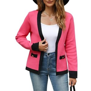 Coolmee Women's Casual Open Front Crop Blazers Long Sleeve Formal Cropped Jackets - 1 of 3