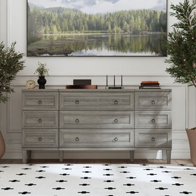 FUFU&GAGA Gray Horizontal Dresser Anti - tipping, Large Storage Drawers, Stylish Design for Bedroom