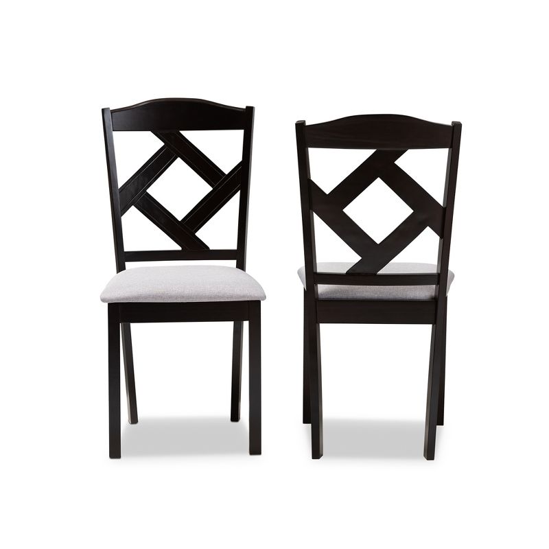 Set of 2 Ruth Espresso Finished Dining Chair Gray/ Brown - Baxton Studio: Modern Upholstered, Solid Rubberwood, 5 of 9