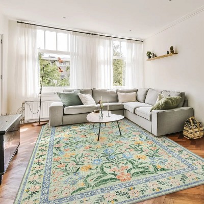 Lahome Machine Washable Back to College Series Eastern Floral Plant Floor Mat-Soft Rug for Living Room, School, Bedroom, or Entryway