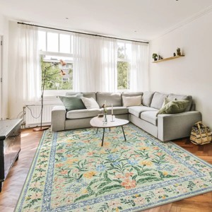 Lahome Machine Washable Back to College Series Eastern Floral Plant Floor Mat-Soft Rug for Living Room, School, Bedroom, or Entryway - 1 of 4