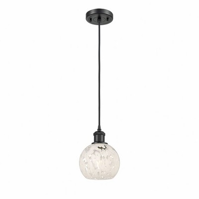White Mouchette - 1 Light Cord Hung Mini Pendant In Modern Style-8 Inches Tall and 6 Inches Wide