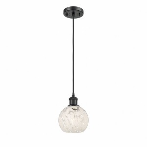 White Mouchette - 1 Light Cord Hung Mini Pendant In Modern Style-8 Inches Tall and 6 Inches Wide - 1 of 1