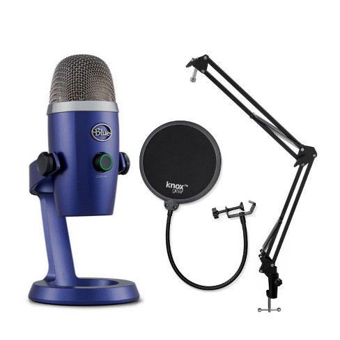 Blue Yeti Nano USB Mic (Vivid Blue) with Knox Gear Boom Arm & Pop Filter