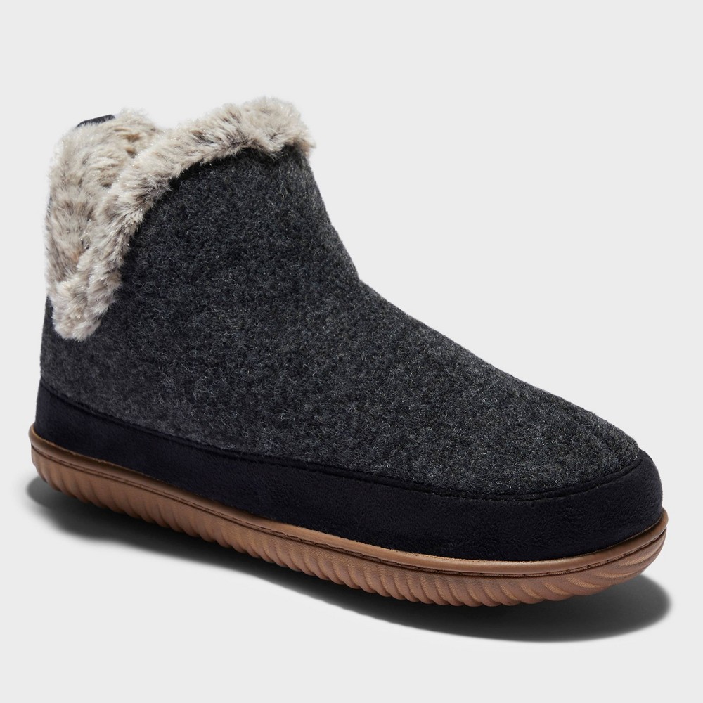 dluxe by dearfoams Women's Dolly Bootie Slippers - Black XL