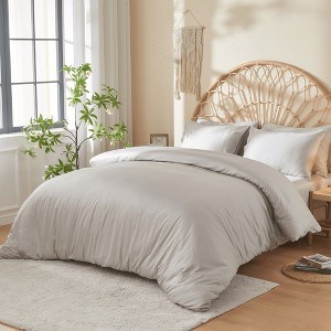 DOZ Long Staple Cotton Duvet Cover Set, Soft Sateen Weave, Smooth, Breathable, Cooling, Hotel Comfort - 1 of 4