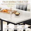 Hooseng Modern Kitchen 5 Piece Dining Table Set for 4, Dining Table Set For 4 With 4 Upholstered Velvet Chairs, 5-Piece Faux Marble Dining Set - 3 of 4