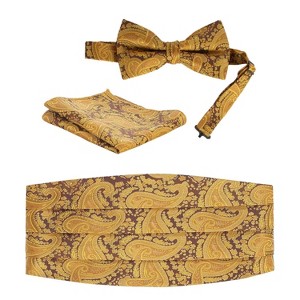Gioberti Men's Adjustable Satin and Paisley Cummerbund Set - 1 of 3