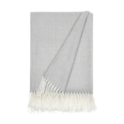 Soft Herringbone Throw Blanket With Fringe 50