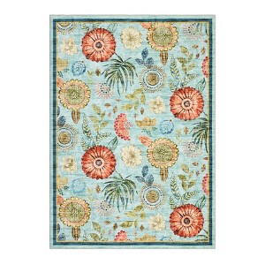 Washable Floral Living Room Rugs, Soft Large Farmhouse Bedroom Carpet, Non Slip Stain Resistant Floor Cover for Dining Room Kitchen - 1 of 4