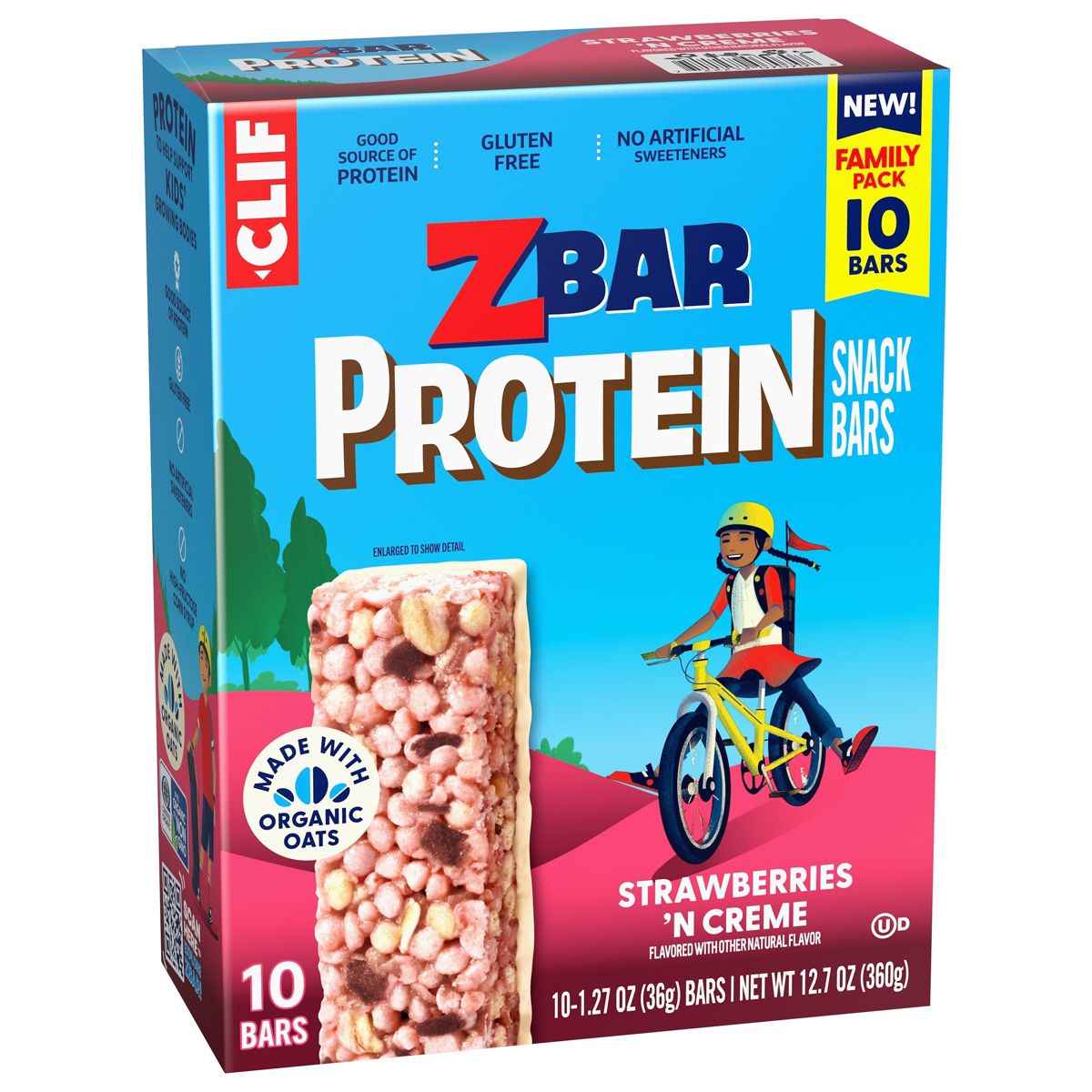 Zbar Gluten Free Strawberries 'N Creme Granola Snack Protein Bars Made with Organic Oats - 5g Protein - 12.7oz/10ct - thumbnail 9