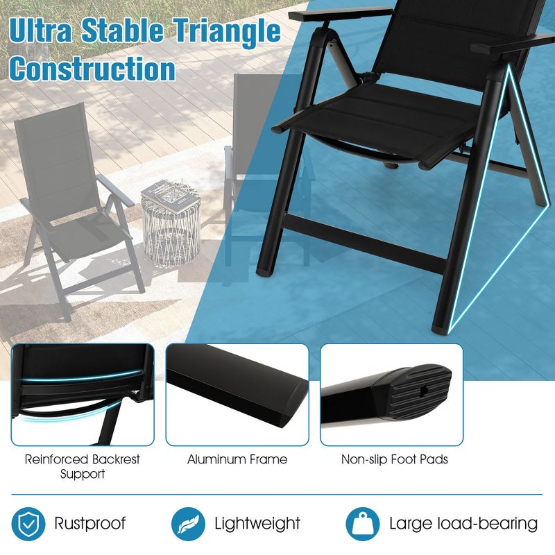 Tangkula Patio Folding Chairs Lightweight Outdoor Dining Chairs w/ Padded Seat, 5 of 9