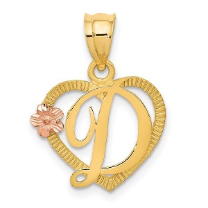 Black Bow Jewelry 14k Two Tone Gold Grace Collection 15mm Heart Initial D Pendant - 1 of 4