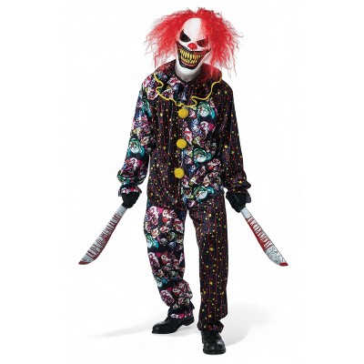 Evil Clown Men's Halloween Costume – Scary Circus Horror Outfit By Fun-World (CA64)