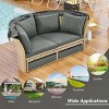 63.4" Outdoor Rattan Patio Daybed with Retractable Canopy and Cushions, Wicker Convertible Loveseat for Backyard or Poolside -3irtyhousy - 2 of 4