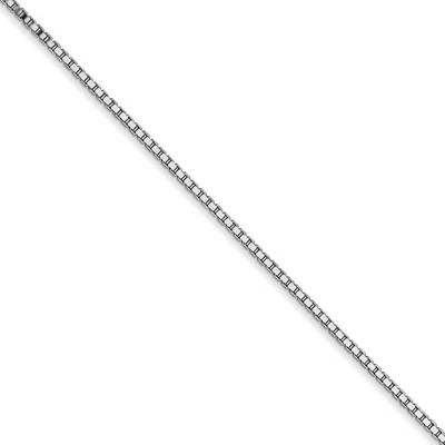 Black Bow Jewelry 1.1mm, 14k White Gold, Solid Box Chain Necklace