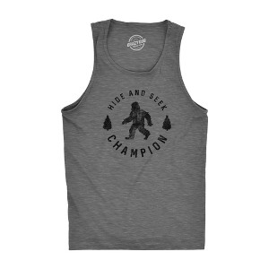 Mens Fitness Tank Hide And Seek Champion Tanktop Funny Bigfoot Sasquatch Shirt - Crazy Dog Men's Tank Top - 1 of 4