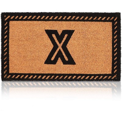 Monogrammed Door Mat with Letter X Nonslip Coir Welcome Mat (17 x 30 Inches)