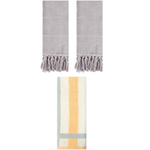 REGALWOVEN 3 Packs Cotton Absorbent Soft Decorative Bathroom Hand Towel Set - 1 of 4