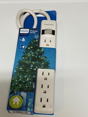 Philips 3-outlet Surge Protector With 1 Ft. Extension Cord, Gray And White  : Target