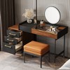 POVISON 47 Inch Makeup Vanity Set with 5 Drawers, 3 LED Light Mirror, 3 Colors Light, Charging Station, Tempered Glass Top, Stool - 2 of 4