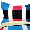 Slickblue Full/Queen Quilt Set, Reversible Design, Quilt & 2 Shams, Blue-Black-White, Pre-Washed, 3-Piece - 3 of 4