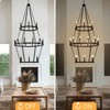 PAKOKULA Modern 24-Light Black 3-Tier Wagon Wheel Farmhouse Industrial Chandelier Rustic Candle Pendant Light - 4 of 4