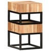 vidaXL Side Table Set of 2 Natural and black Solid Acacia Wood Small - 4 of 4